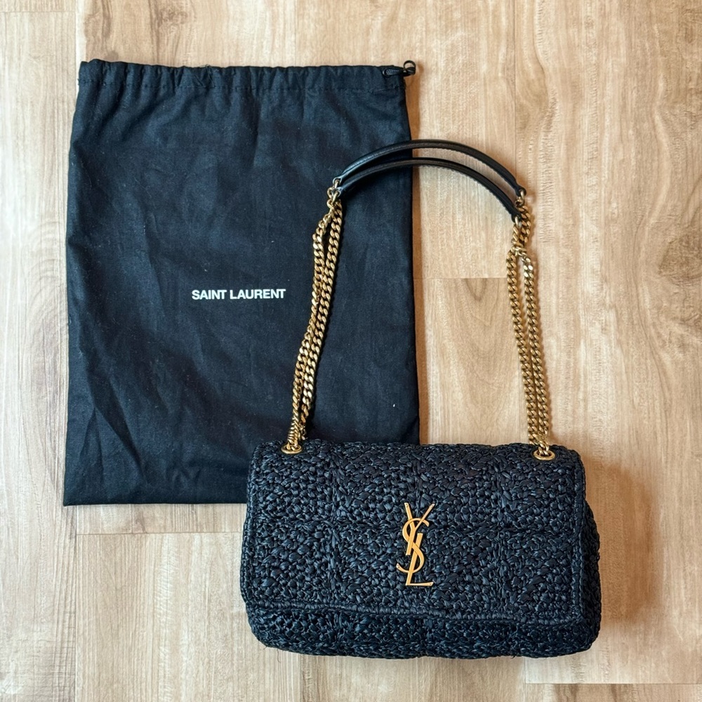 Saint Laurent Jamie Handbag in Black Raffia